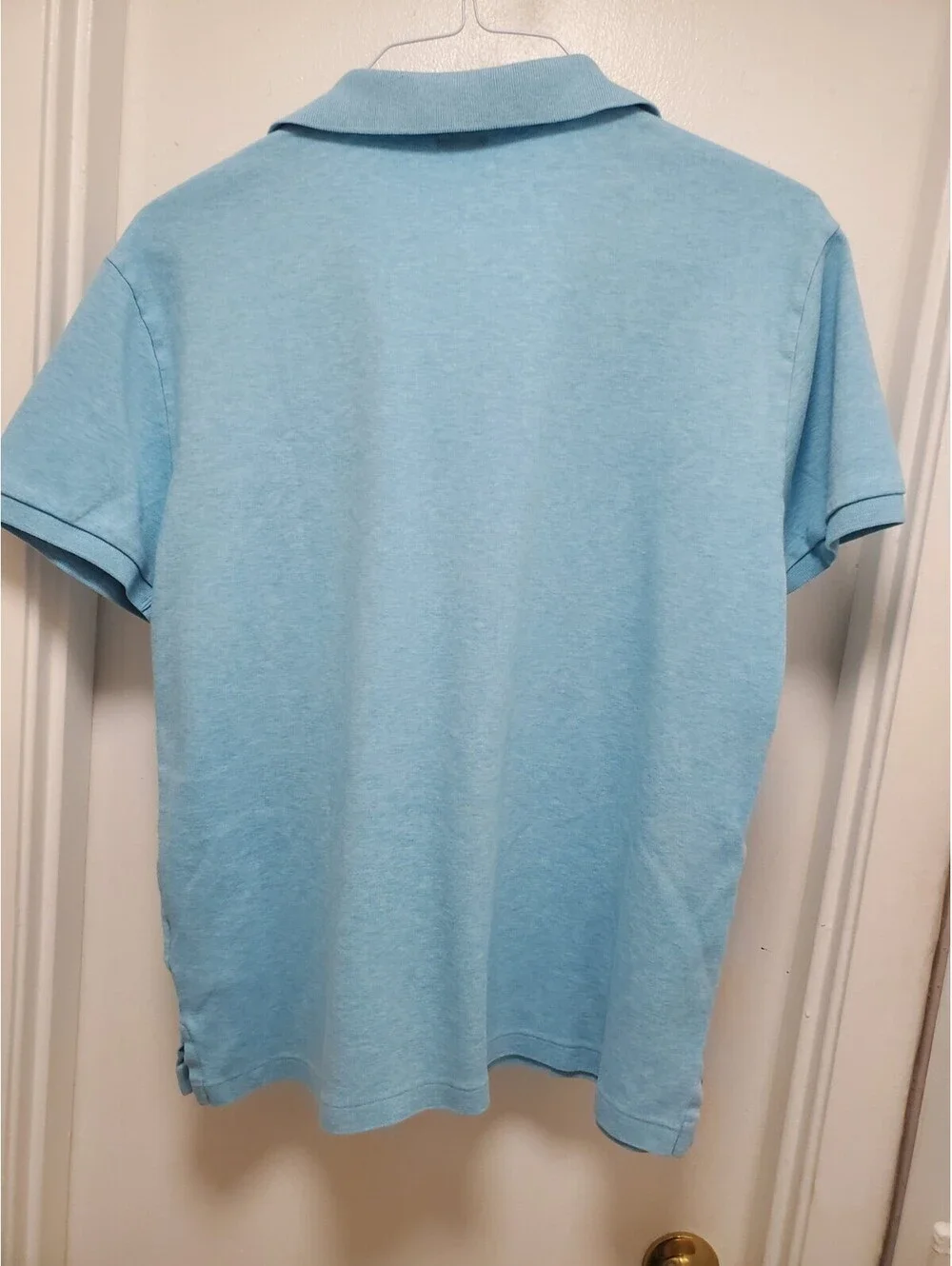 Polo Ralph Lauren Mens L Custom Slim Fit Lt Blue Heather Pony Polo Shirt Cotton